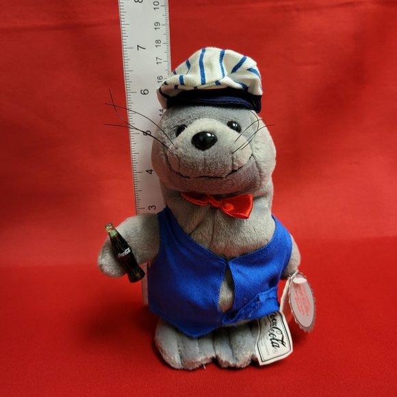 Coca Cola Seal in a Delivery Outfit Bean Bag Plush Seal Rilly Stuffed Toy 1998 - Picture 9 of 14